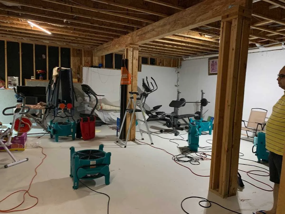 Basement drying equipment setup for Contents Cleaning & Restoration in Aurora